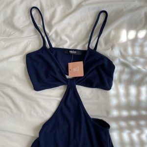 Miss Lola Navy Jumpsuit